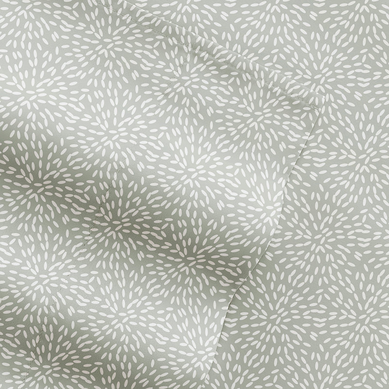 Ensemble de literie réversible 7 pièces - Ensemble d'édredon uni et de draps à motifs, Vert géométrique