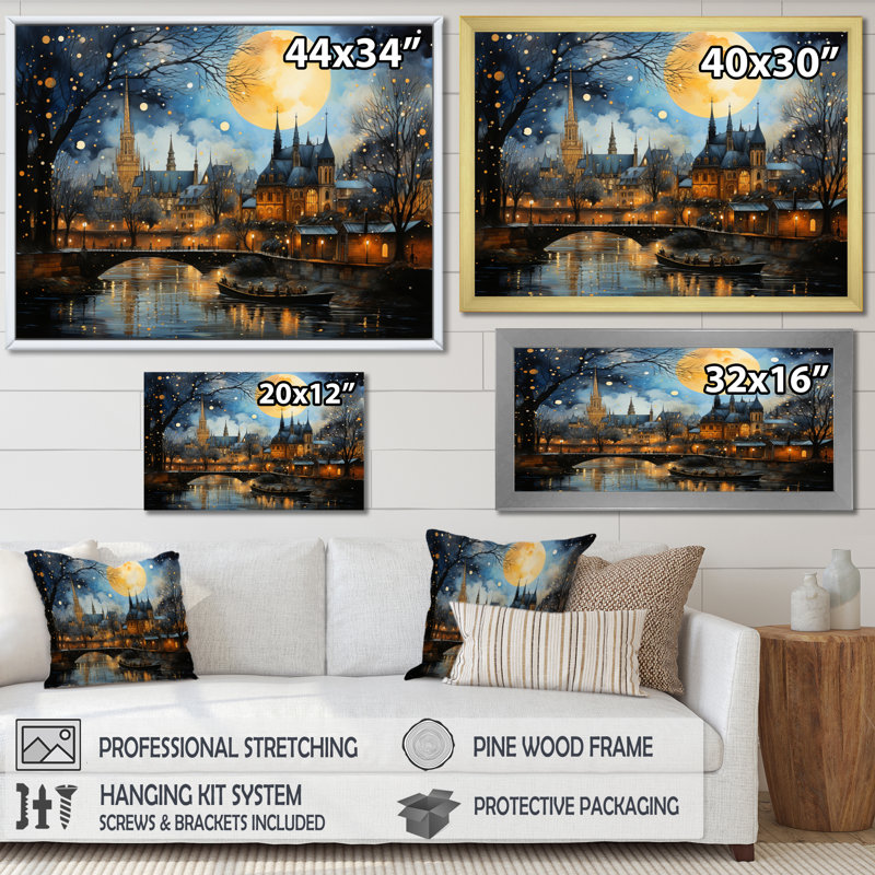 Mariesha French Riverside à Lyon II - reproduction, H 12 po x l 20 po x P 1 po, Cadre flottant noir