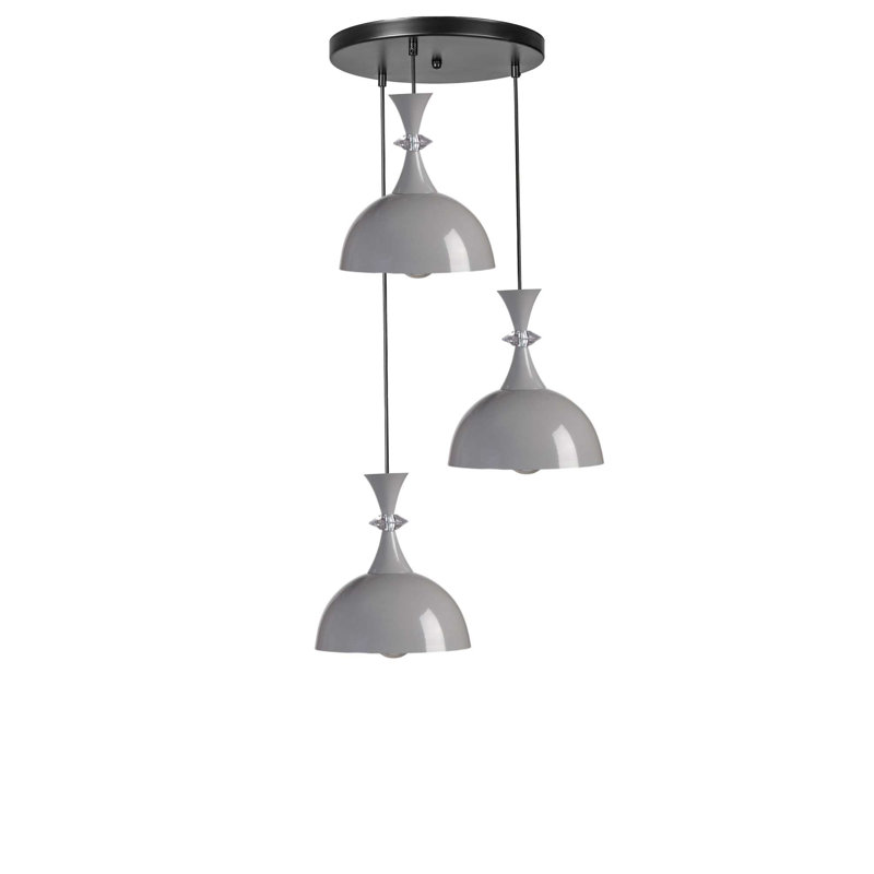 Lustre, 3 niveaux, Gris / Noir, Trois lumières