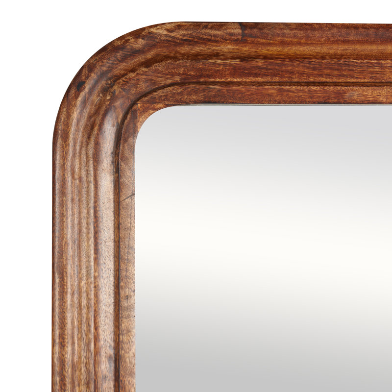 Jakyan Distressed Brown Floor Mirror with Carved Grooves and Natural Wood Grain