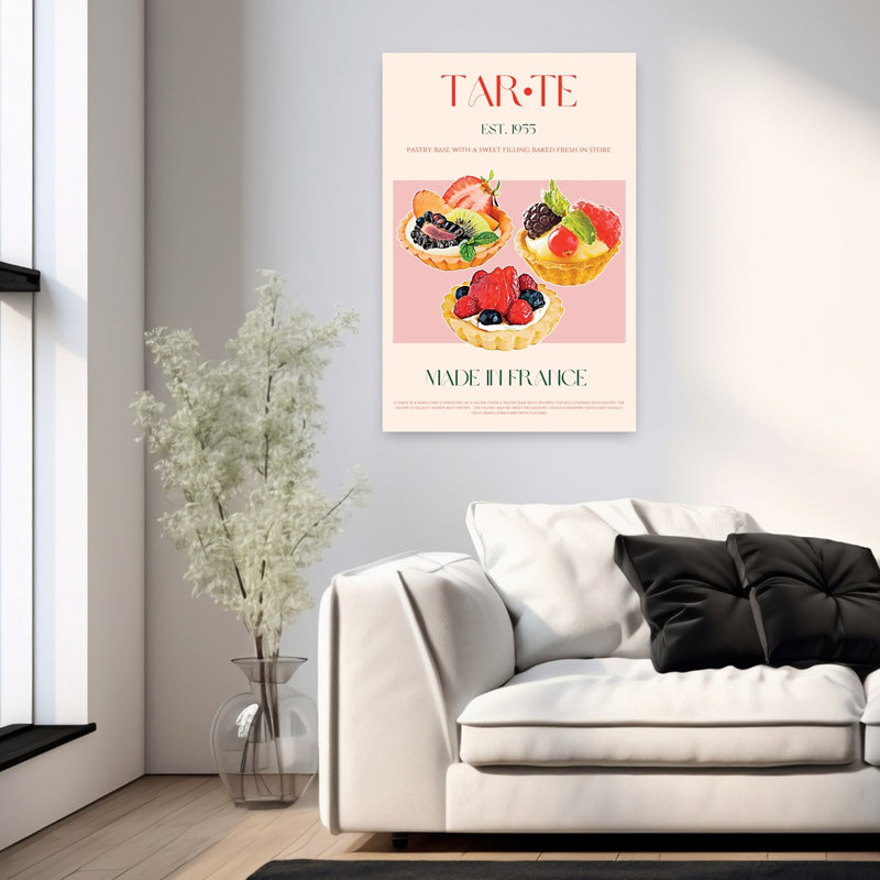 Tartelettes aux fruits français, H 36 po x l 24 po