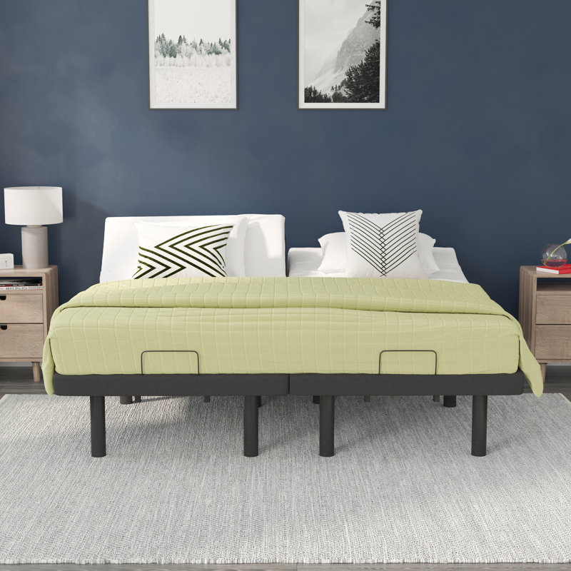 Base de lit rembourrée réglable avec télécommande sans fil Overton, Très grand divisé