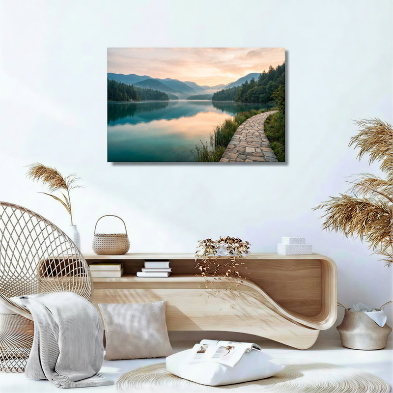 «Mountain Lake», reproduction d'art sur toile, ensemble de 1, 20"H x 30"W, Wrapped Canvas