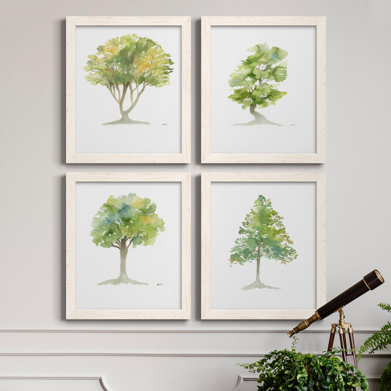 L'arbre I - ensemble de 4 reproductions d'art encadrées, Toile blanche encadrée, H 88 po x l 62 po x P 1 po, Pas de tapis