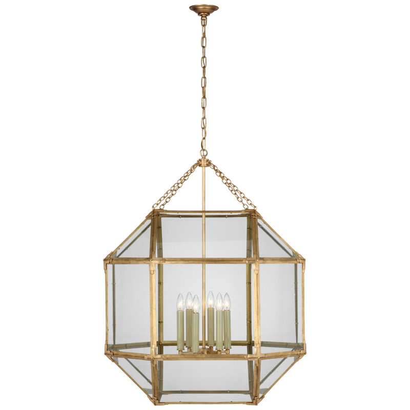 Suzanne Kasler Morris Grande Lantern, Gilded Iron, Clear
