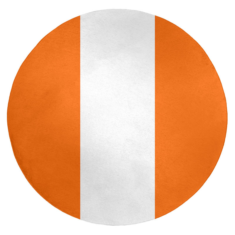 Tapis tissé à plat orange/blanc Miami, Rond 5 pi