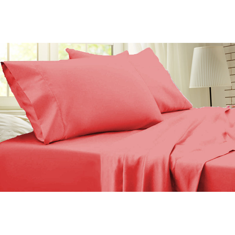 Ensemble de draps en rayonne de bambou de qualité supérieure 4 pièces, Ensemble de draps pour lit simple avec deux taies 