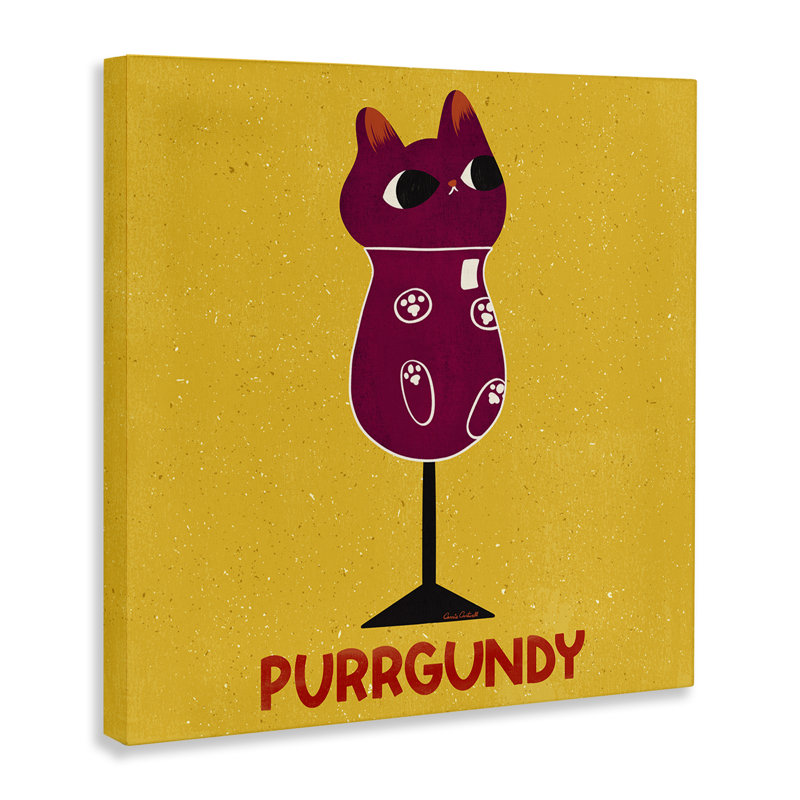 Toile de vin chat Purrgundy, design par Carrie Cantwell, H 24 po x l 24 po