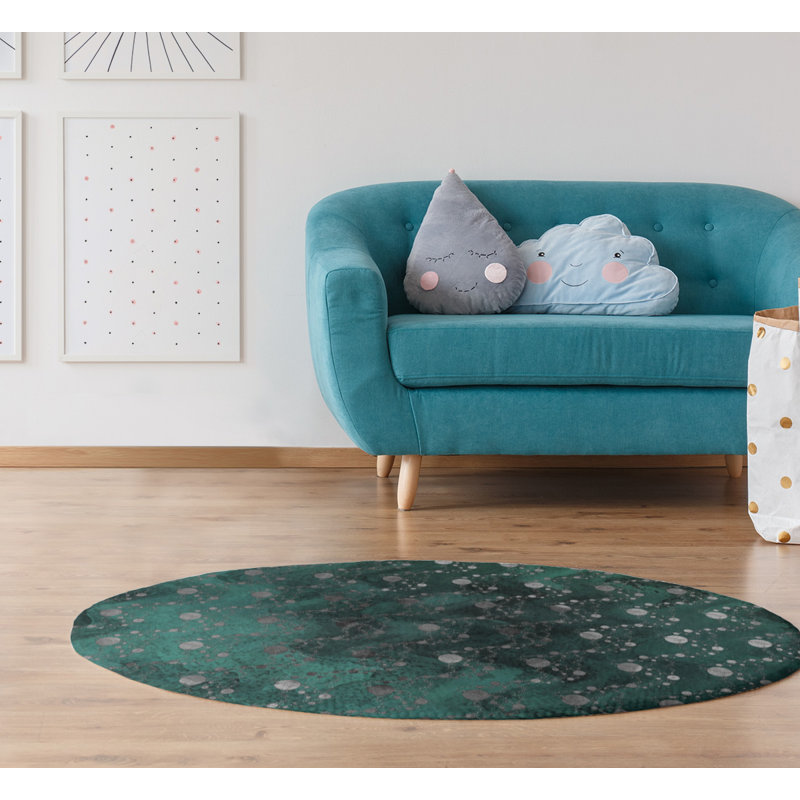Chenille Polka Dots Indoor Rug, Round 5'