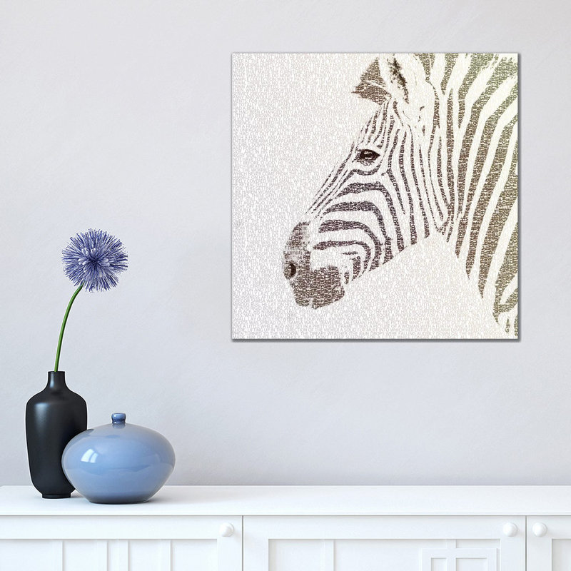 The intellectual Zebra 1 Piece Wrapped Canvas Painting, 45.72 cm H x 45.72 cm W x 1.91 cm D