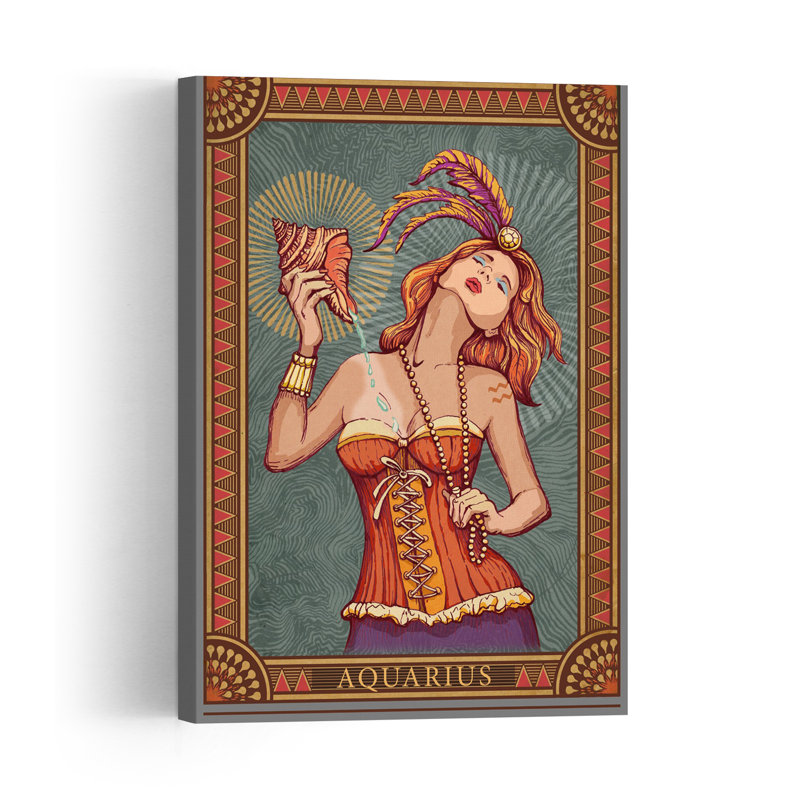 Aquarius Water Bearer Elegant Mystical Retro Wall Art Print 1 Piece Wrapped Canvas Wall Art, 91.44cm H x 60.96cm W