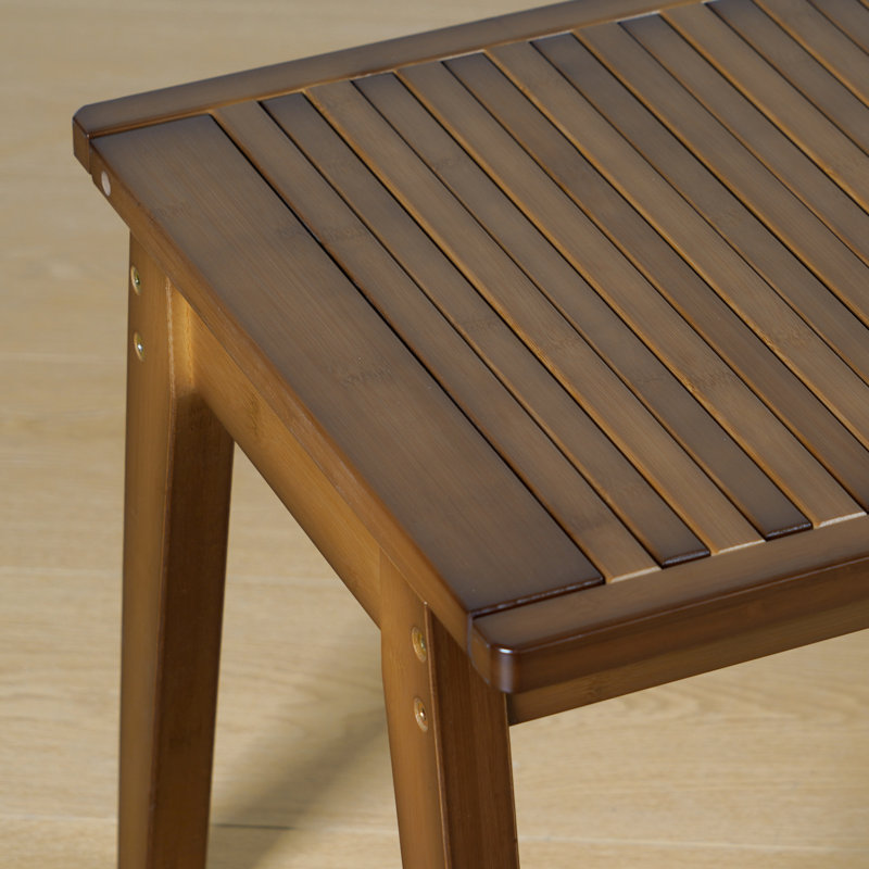 Folding Slatted Backrest Solid Wood Bench, 31.1" H x 31.5" W x 16.93" D
