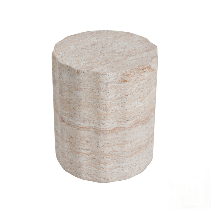 Table d'appoint extérieure / intérieure en béton léger, finition en travertin élégant pour une utilisation polyvalente et durable