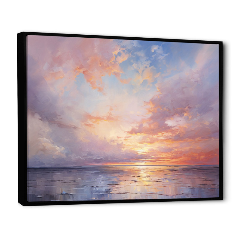 «Sunset Cotton Candy Skies V», reproduction sur toile encadrée Sunset, H 24 po x l 32 po x P 1 po, Cadre flottant noir