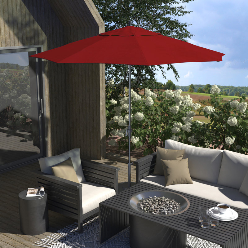 Parasol de patio gris 11 pieds avec haubans en aluminium Pacifica, Pacifica rouge