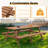 8 Person Wooden Picnic Table, Outdoor Camping Dining Table With 2 Seats, Garden, DIY With 2 Built-In Benches, 2220Lb Capacity-607740607