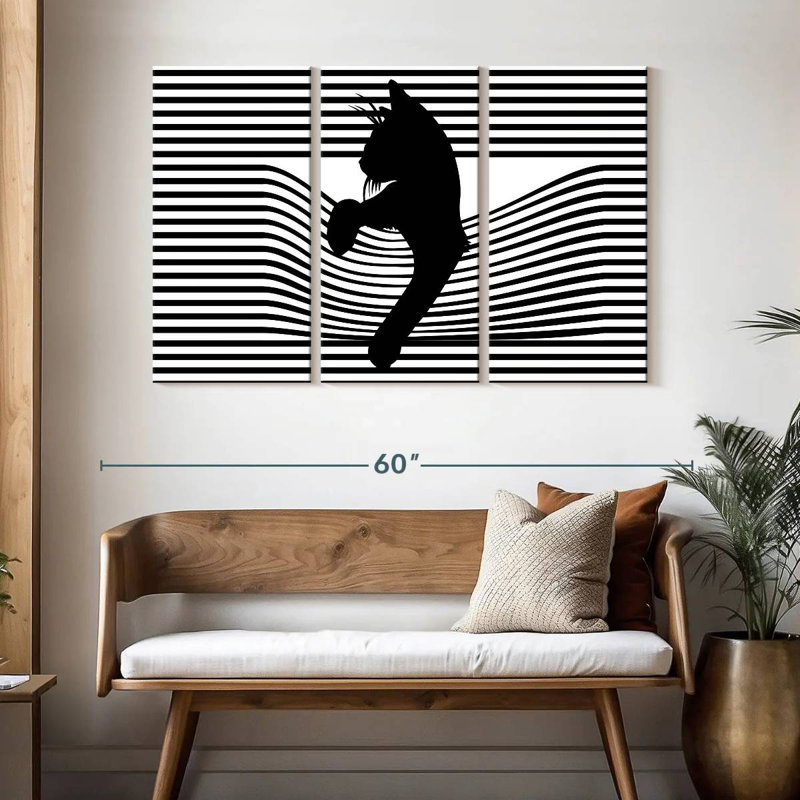 Chat, style Mid-Century, H 32 po x l 50 po