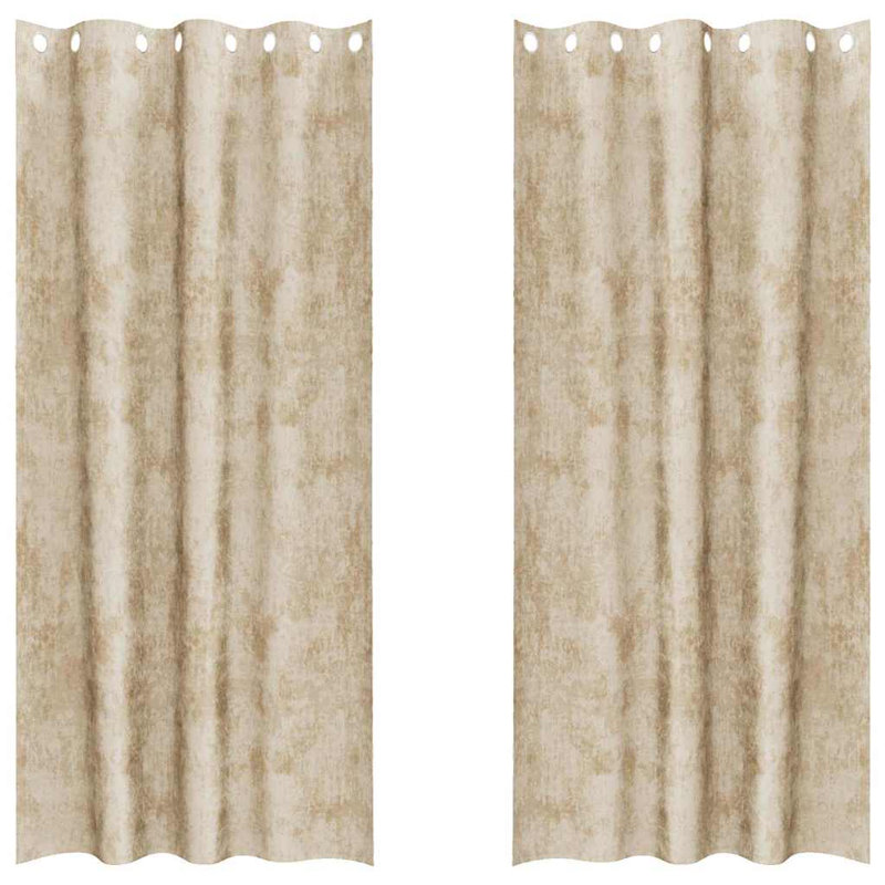 Alithia Velvet Room Darkening Curtain Pair, 140cm Width x 245cm Drop, Cream