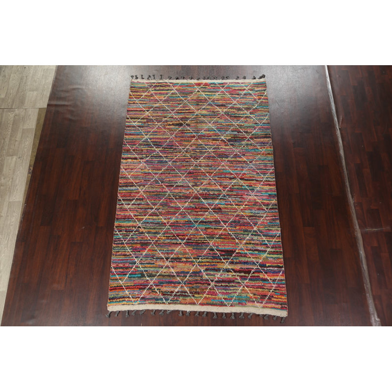 Tapis marocain en laine Trellis noué à la main 6 x 10