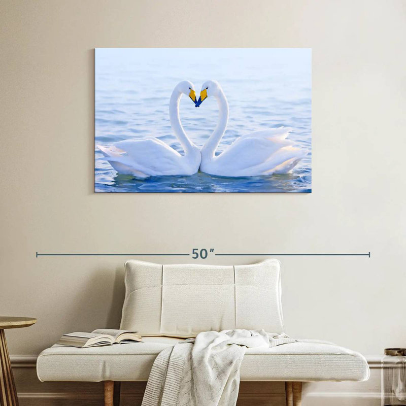 Couple de cygnes amoureux Brampt, H 26 po x l 39 po
