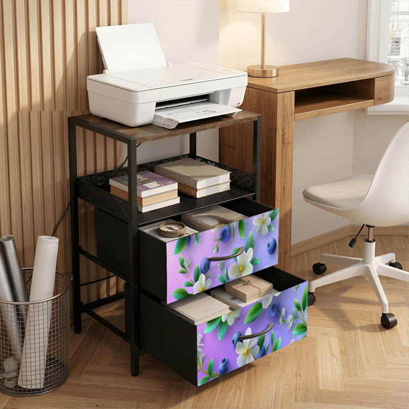 Table de chevet 2 tiroirs avec station de charge, table de chevet pour chambre avec ports USB, tablette ouverte noir