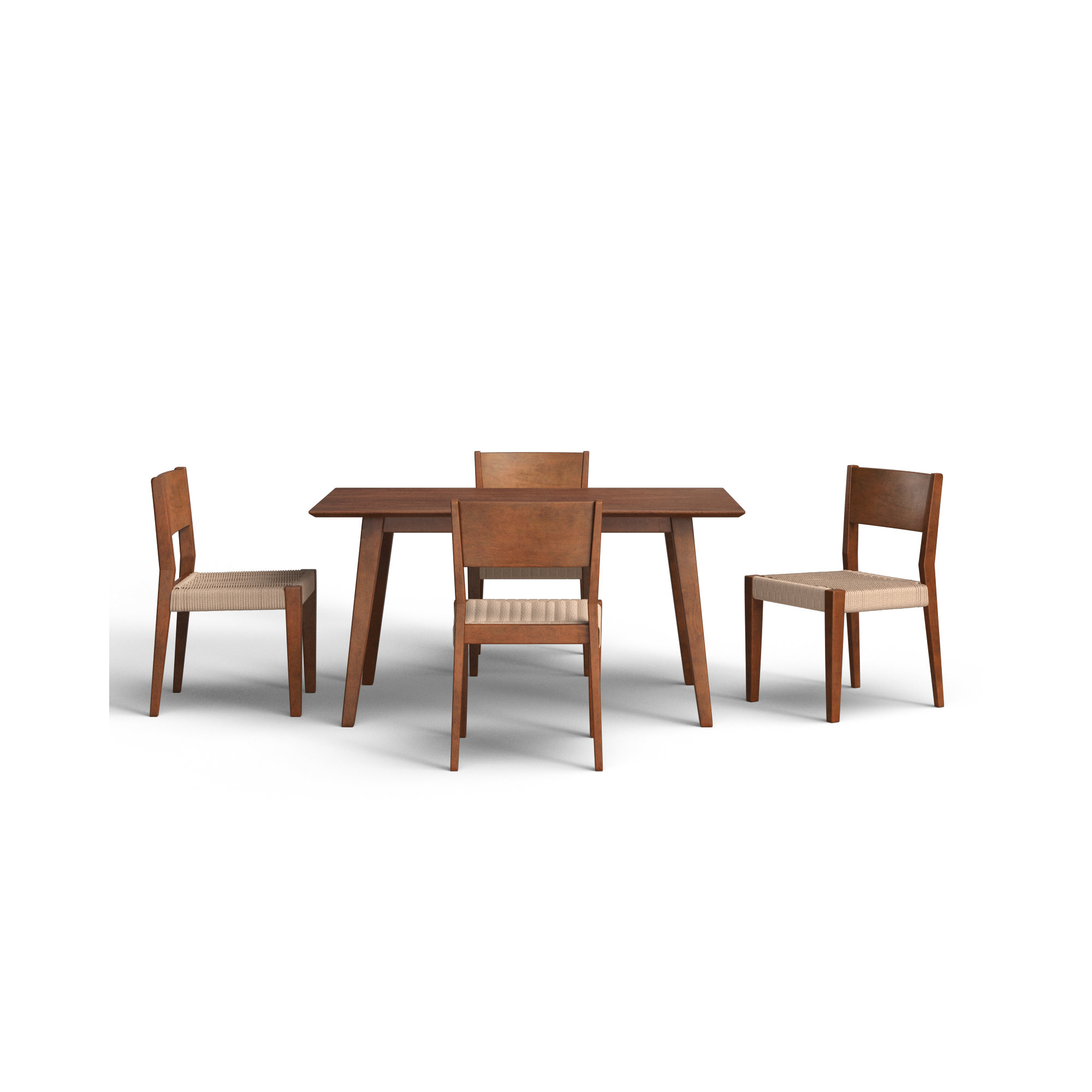 Aniek Dining Set, 5 Pieces: Table, 4 Chairs, Brown