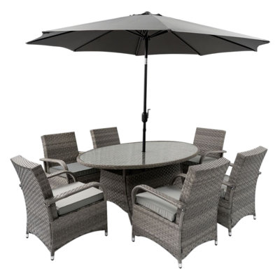 Nistler 6 - Person Patio Dining Set with Round Table , Cushions Included