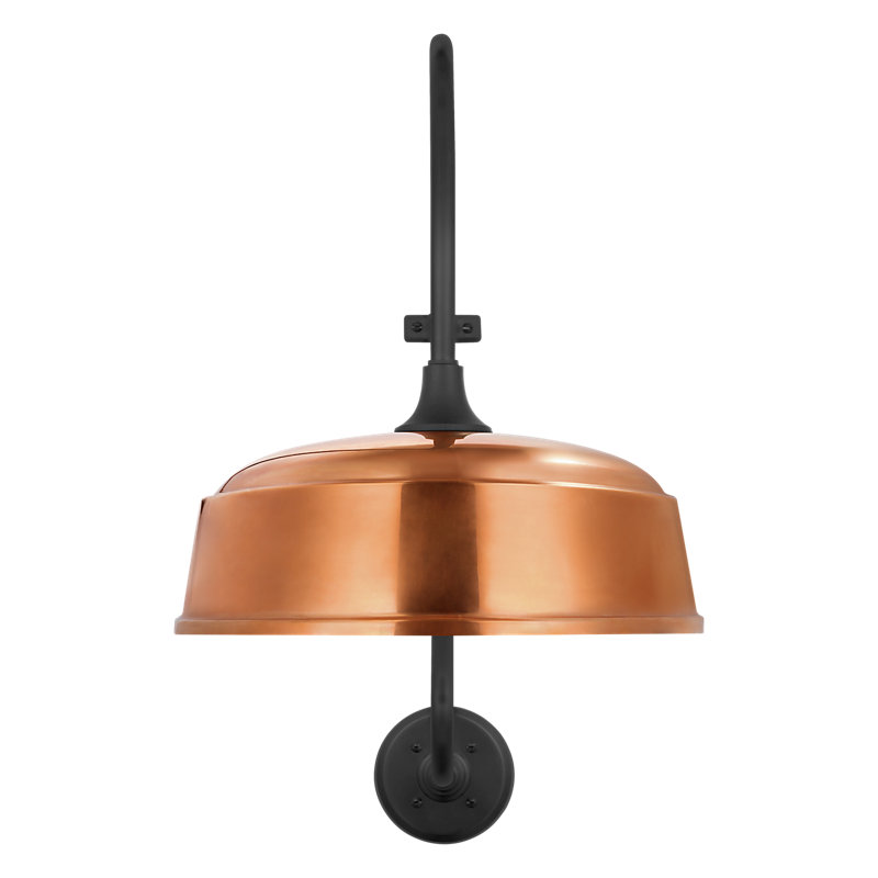 Thomas O'Brien, "Academy 15" Larrabee Barn Light in Matte Black with 12.5" Rockhouse Shade, Copper, 24" H x 16" W x 16" D