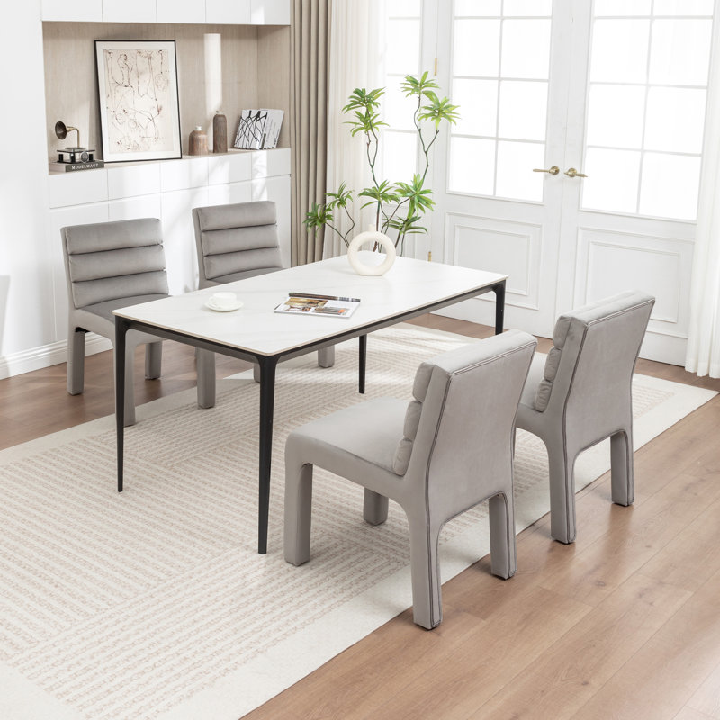 Cowger Velvet Upholstered Side Chair, Gray