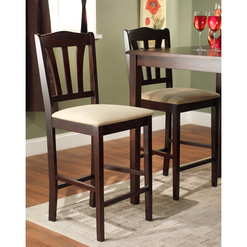 Benazir Upholstered Counter Stool with Solid Wood Frame, Espresso