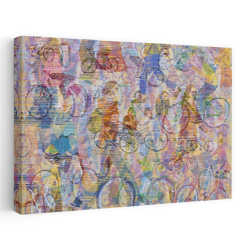 «Vibrant Cycling Motion», impression d'art contemporain contemporain abstrait, 32" H x 48" W