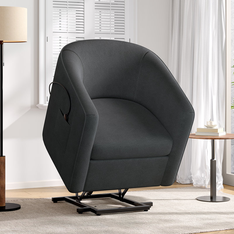 Power Lift Recliner Barrel Shape Recliner Chair Lift Assist Reclining Chair Electric Lift Chair With Footrest And Side Pocket For Seniors