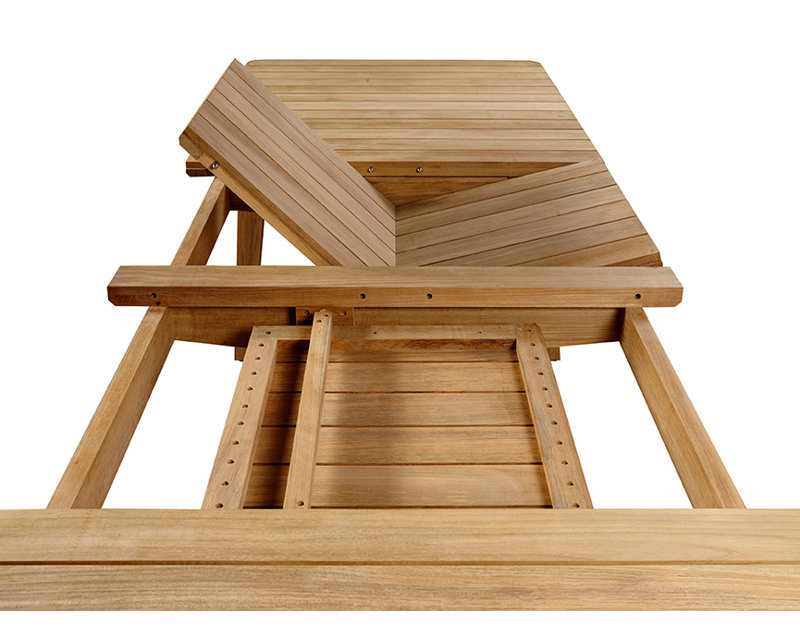 Ensemble de salle à manger extensible en bois de teck massif 9 pièces Skagen