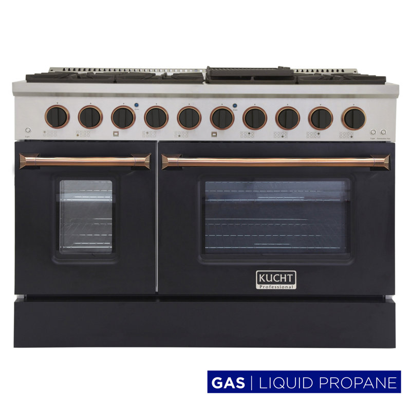 Freestanding Gas Range with Convection Oven, Liquid Propane, Black/Gold