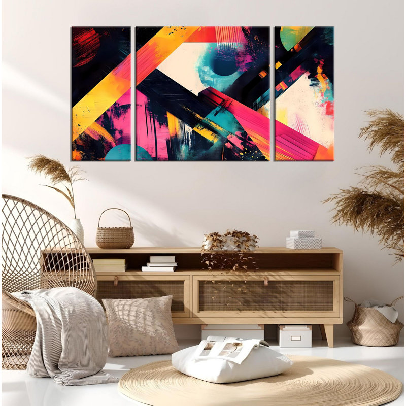 Stunning 3-Piece Decorative Canvas Painting Set, 7.9 x 17.7 inches (2 Pieces), 17.7 x 17.7 inches (1 Piece) | 50% Cotton / 50% Polyester, 100% Wooden Frame (Thickness: 0.8 inches) | Eye-Catching Digital Art for Home Decor