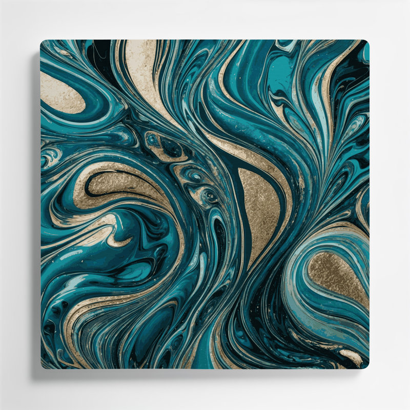Art abstrait abstrait en métal bleu 21, H 12 po x l 12 po