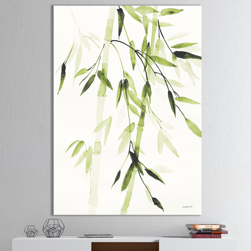 «Simplist Bamboo Leaves II», reproduction d'art sur toile tendue, H 32 po x l 24 po x P 1 po