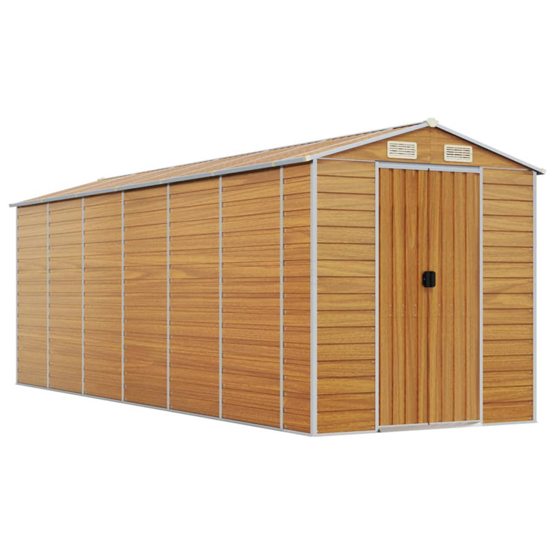 Breydon Garden Shed Galvanised Steel, 198cm H x 191cm W x 555cm D, Light Brown
