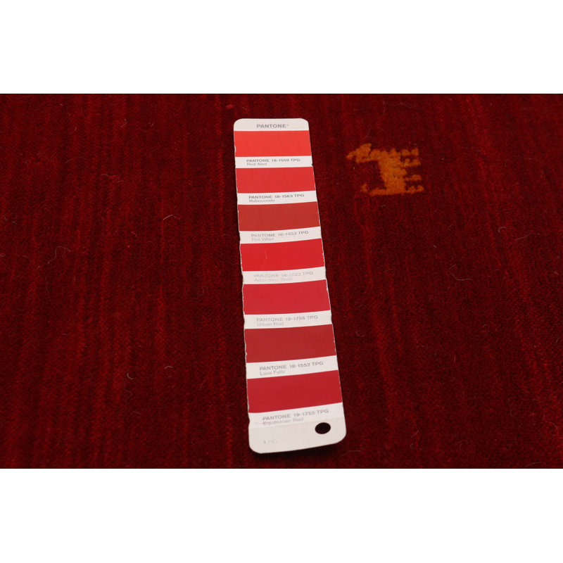Tapis carré rouge en laine nouvel âge de conception unique 4 pi 11 po x 4 pi 11 po