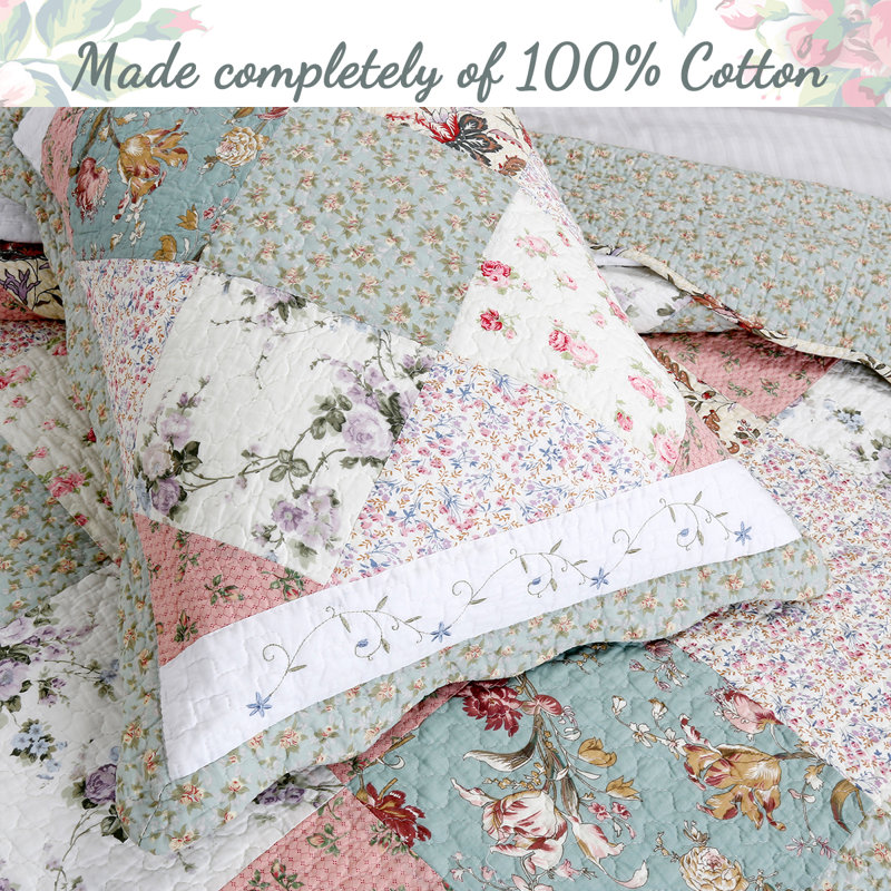 Celia Country/Cottage Cotton Quilt, Twin Quilt + 1 Standard Sham