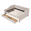 Lit de jour rembourré avec deux tiroirs, support en lattes de bois, beige, double-2037047218