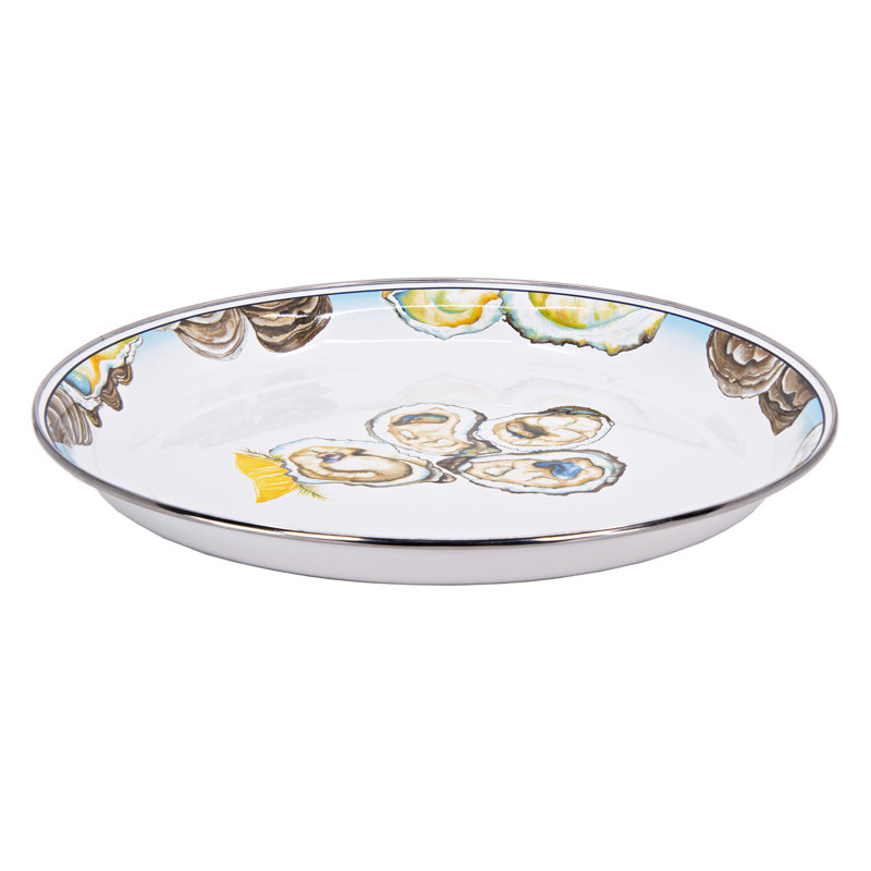 Golden Rabbit Enamelware Oyster 15.5" Serving Tray