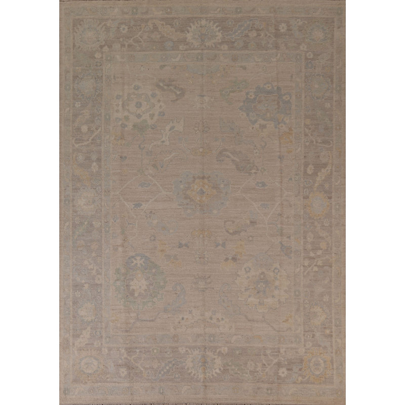 Tapis oriental beige en laine noué à la main 8 pi 1 po x 9 pi 9 po