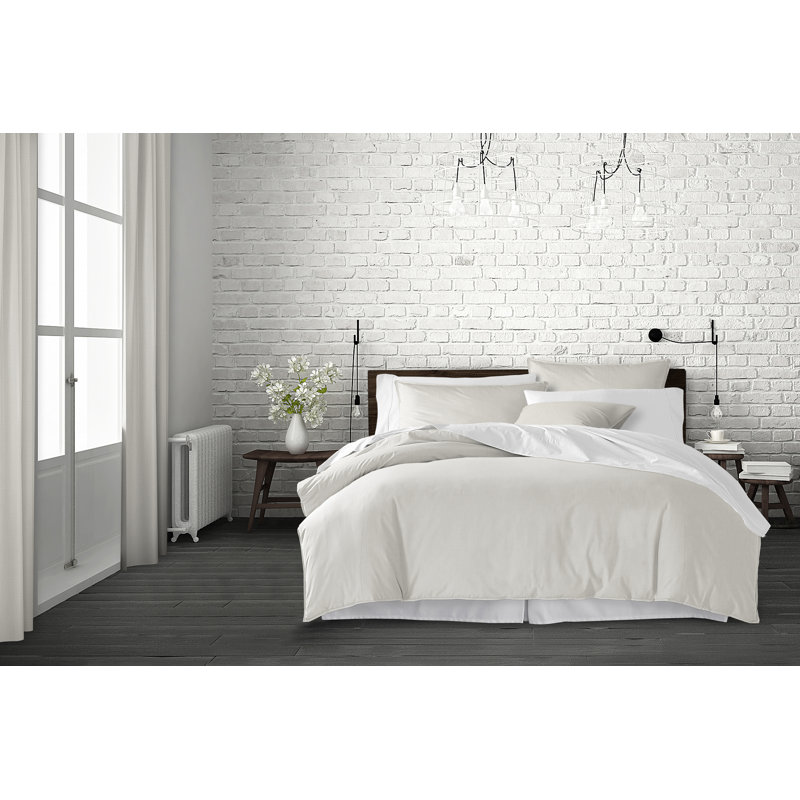 Braxton Natural Cotton King Duvet Cover and Pillow Shams Set