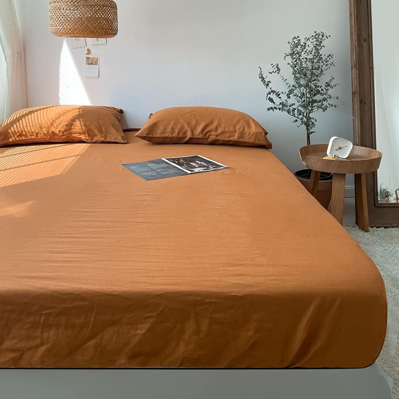 Drap-housse 100% lin, Twin Fitted Sheet, Rust