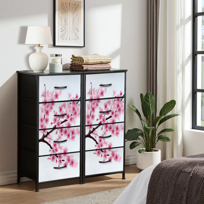 4 Drawer Dresser for Bedroom, Narrow Chest of Drawers, Wooden Top and Study Iron Frame 18"x37.5"-(WxH)