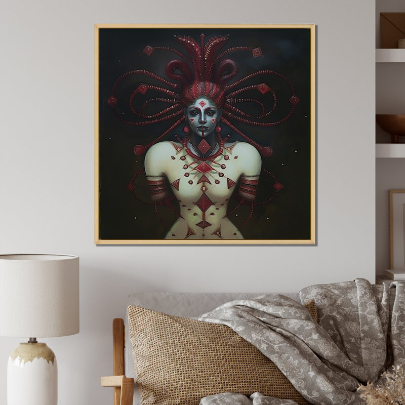 Lady Erzulie Yoruba, déesse africaine de l'amour sur toile, H 30 po x l 30 po x P 1 po, Cadre naturel flottant