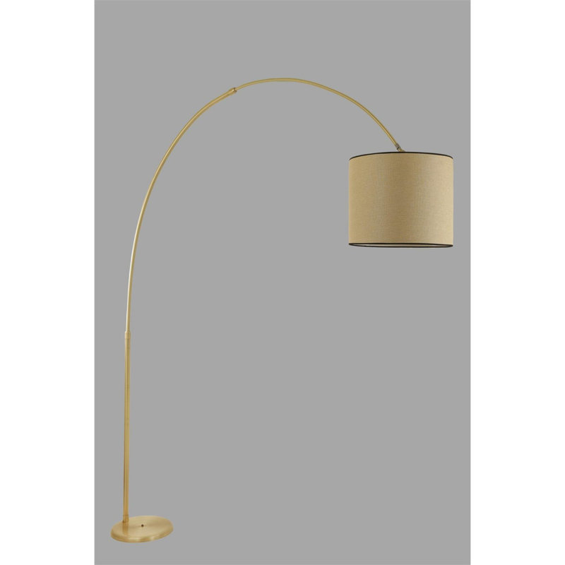 Luro Stylish Adjustable Floor Lamp, Wicker Color, 61 x 87 inches | Durable Metal Body with Matte Chrome Finish | Max 60W E27 Socket, 155-87 inches Height Adjustable | Perfect for Living Room, Bedroom, or Office Decor