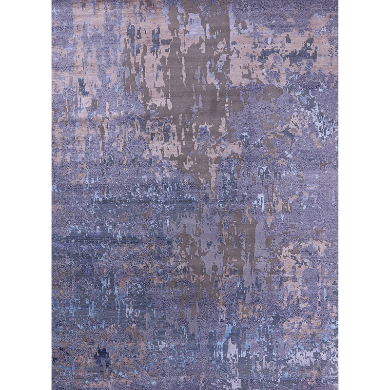 Tapis mauve / brun à motif abstrait Burgettstown, Rond 4 pi