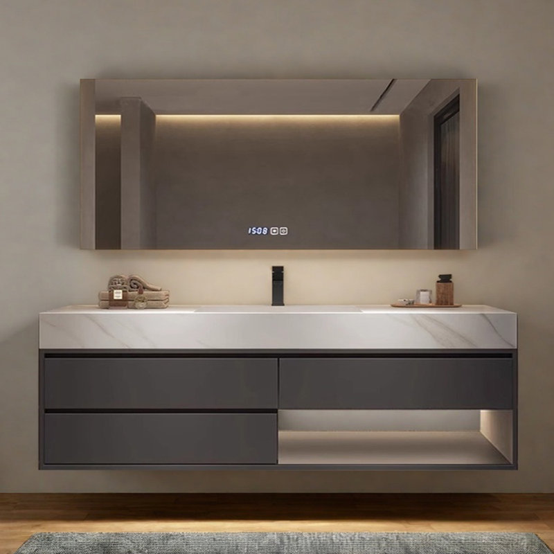 Armoire de salle de bain moderne et luxueuse, H 21,7 po x l 51,2 po x P 21,7 po, Gris